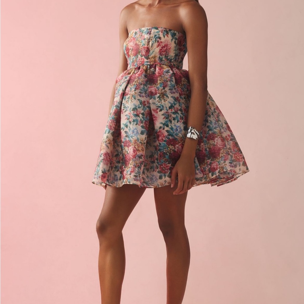 New Anthropologie Selkie floral mini strapless dress size medium